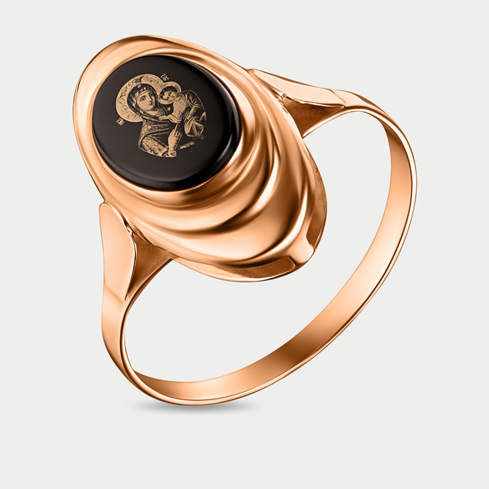 Кольцо для женщин из розового золота 585 пробы с ониксом (арт. 03539О)