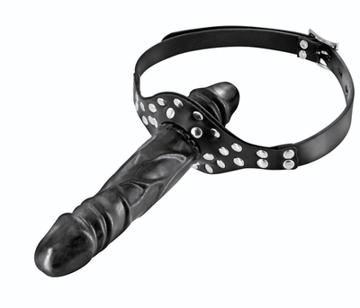 Черный кляп-фаллоимитатор Double Penis Gag (Цвет: черный)