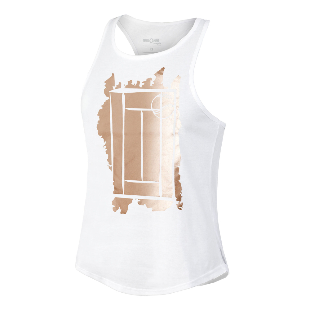 Женская теннисная майка Tennis-Point Glitter Court Tank Top Women - White, Gold