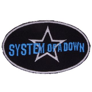 Нашивка System Of A Down овал, синяя надпись (334)