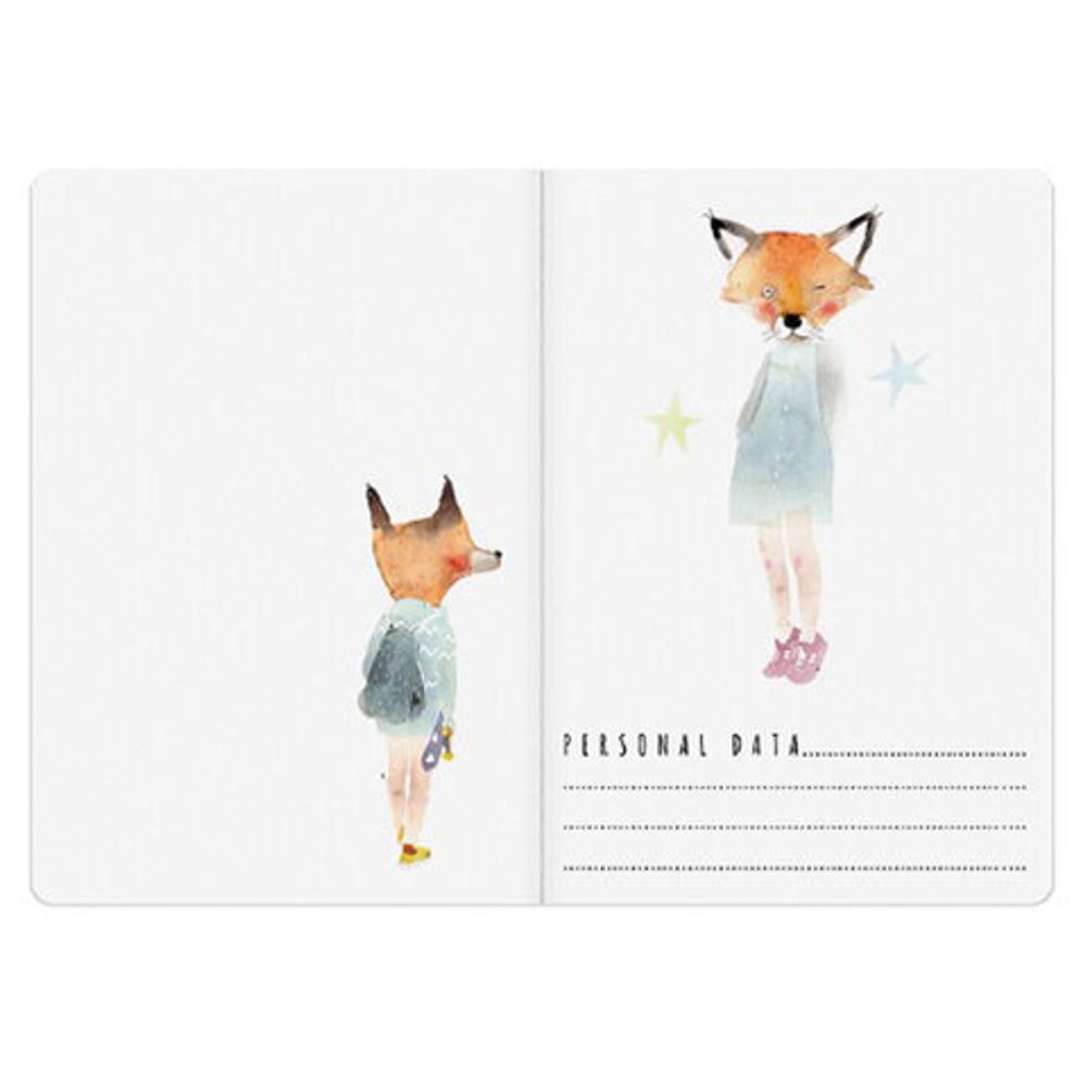 Тетрадь ЕВРО А5 40 л. BRUNO VISCONTI сшивка, клетка, Soft Touch, фольга, бежевая бумага 70 г/м2, "ЛИСЫ", 7-40-117