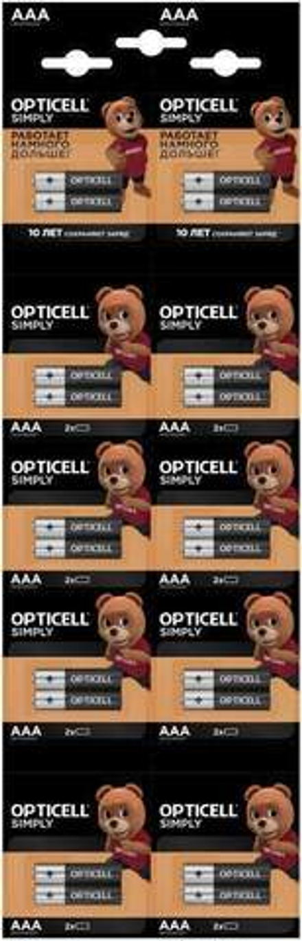OPTICELL 20-ти шт. Батарейка AАA (мал.пальч.) ОТРЫВНОЙ НАБОР *1*12
