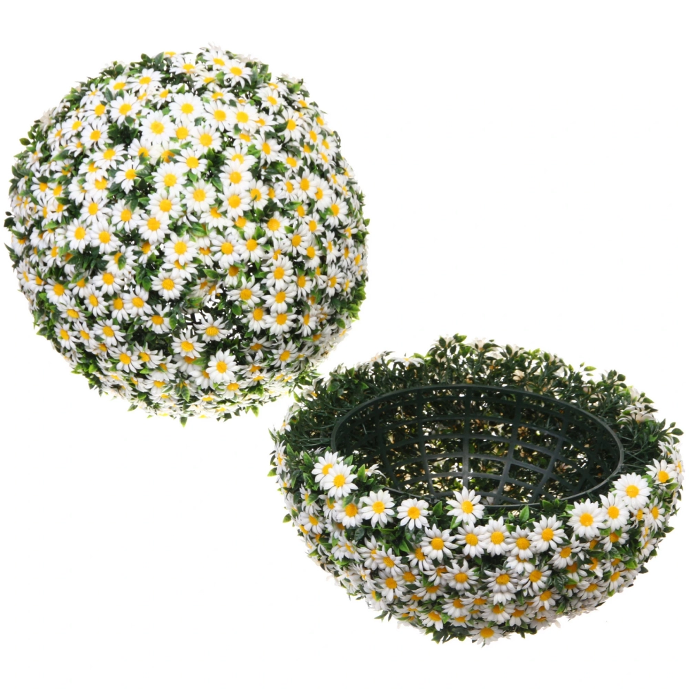 Искусственное растение шар «Самшит» цветы белые D-45см Ultramarine