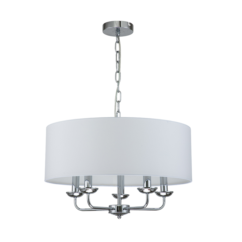 Подвесной светильник 5x40Вт E14, металл/ткань, хром