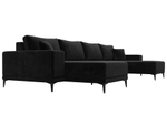 Диван П-образный Льюес, Черный, Велюр, 122414