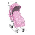 Санки-коляска "Наши Детки 3-1К" со снежинками на сиреневом