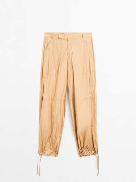 Massimo Dutti Легкие брюки с поясом, натуральный