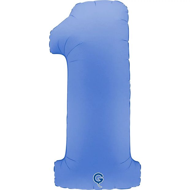 G Шар (40''/102 см) Цифра, 1, Голубой Лотос, Матовый (БГ-60)
