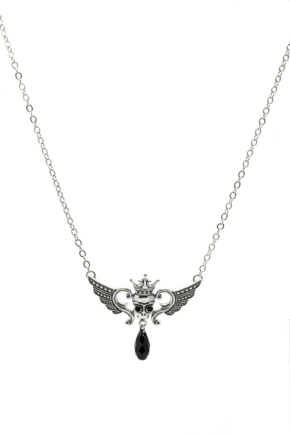 "Бобан"  колье в серебряном покрытии из коллекции "Crystal Skull" от Jenavi с замком карабин