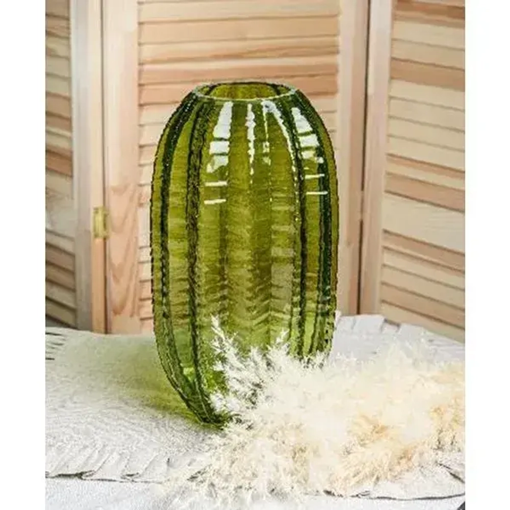 Ваза Плиссе большая d-150мм h-280мм Олива