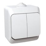 Schneider Electric ЭТЮД Белый Выключатель 2-клавишный IP44 открытая установка BA10-042B