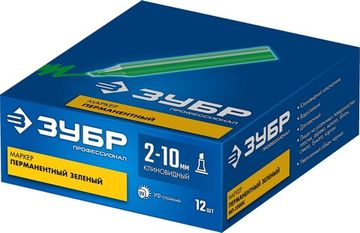 ЗУБР МП-1000К 2-10 мм, клиновидный, зеленый, Перманентный маркер, ПРОФЕССИОНАЛ (06333-4)
