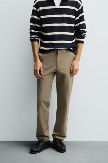 ZARA БРЮКИ ЧИНОС SLIM FIT, РЫЖЕВАТО-КОРИЧНЕВЫЙ