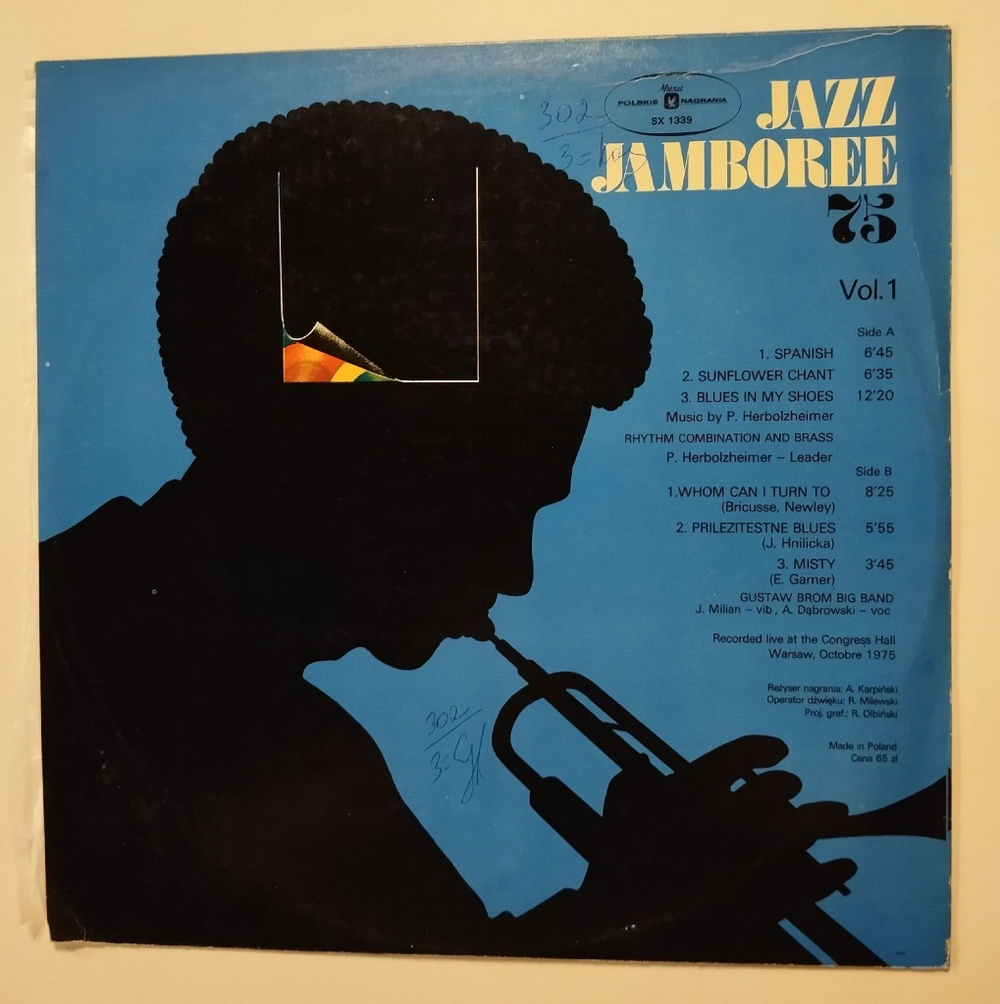 Винтажная виниловая пластинка LP Rhythm Combination And Brass, Gustaw Brom Big Band Jazz Jamboree 75 Vol. 1 (Польша 1976)
