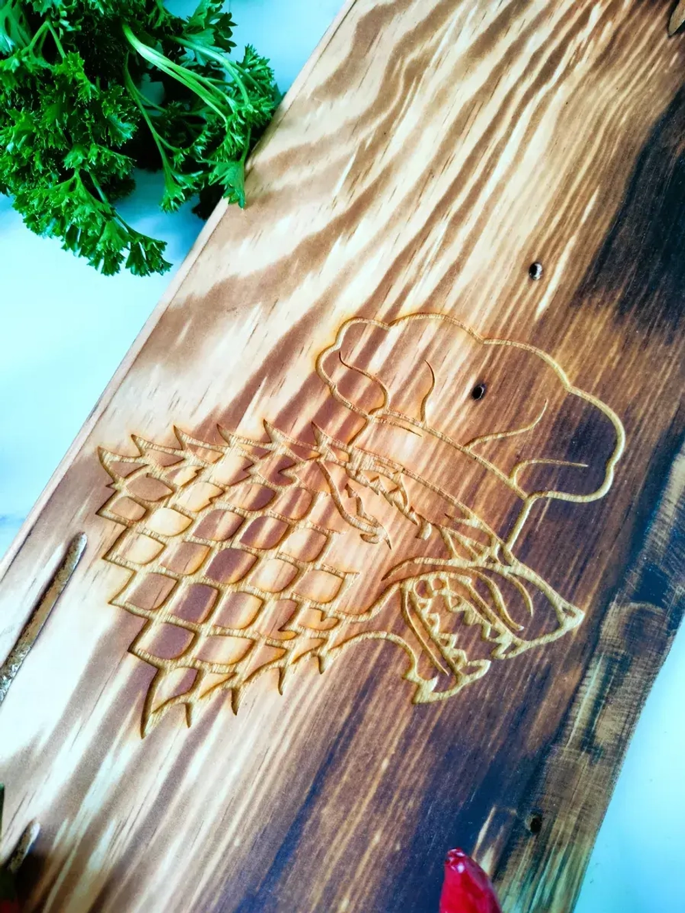 Доска разделочная деревянная из Кедра. "Волк"