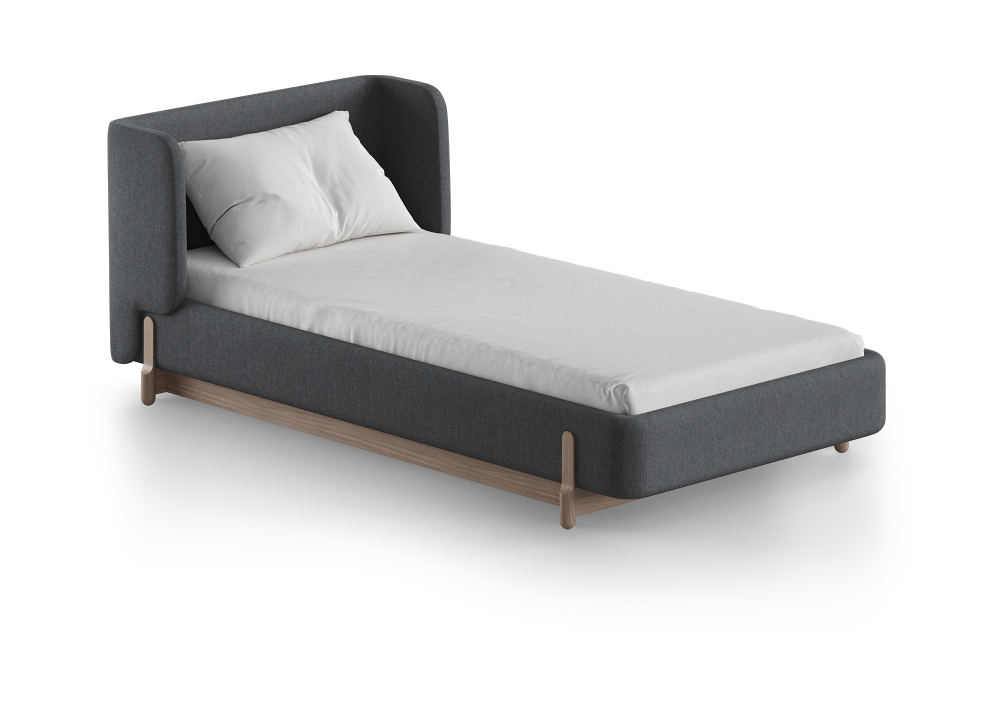 Кровать Basic спальное место 90*200 см (серый, твид)