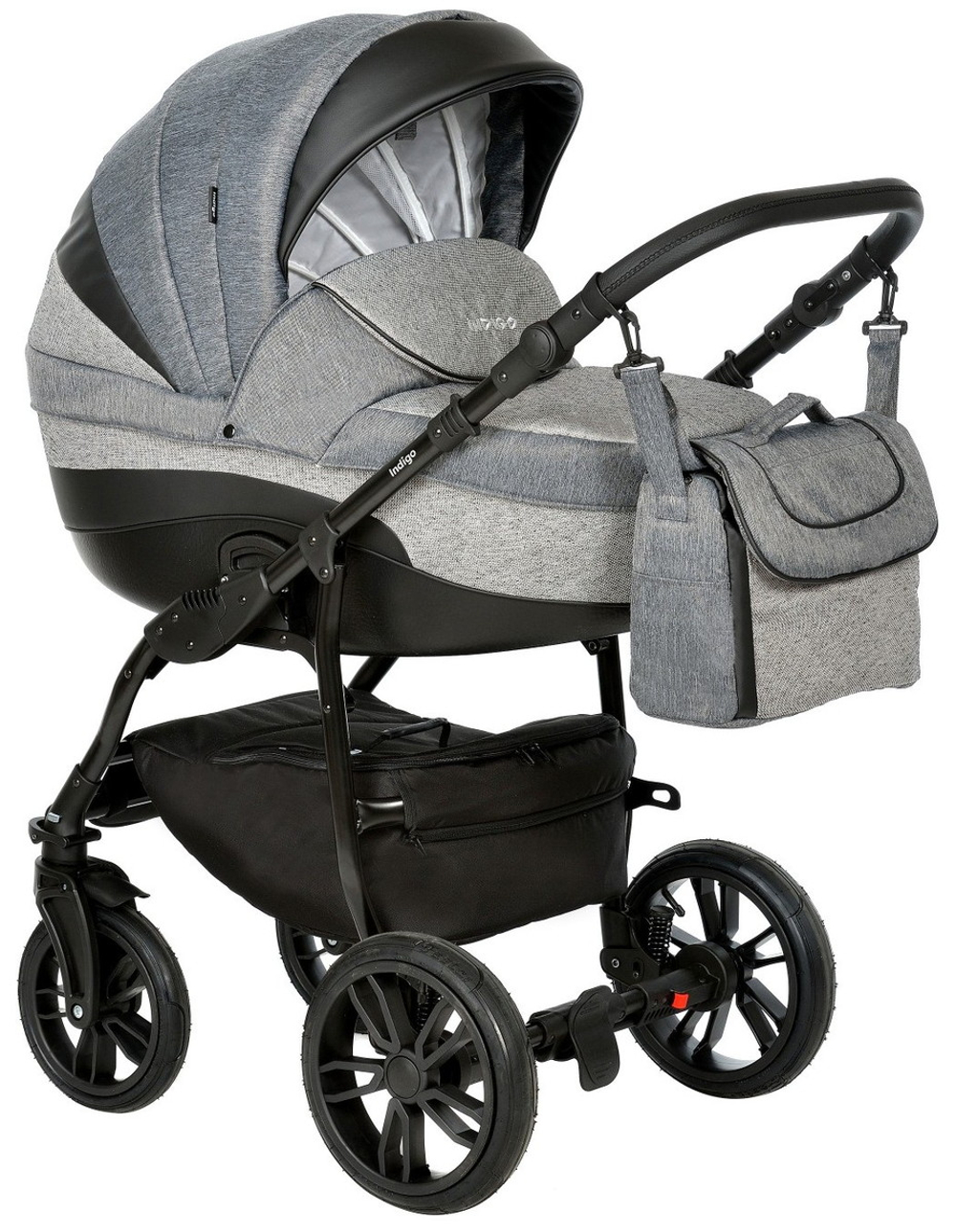 Детская коляска Indigo Indigo New 3 в 1 с автокреслом Avionaut Cosmo Grey In07 черный