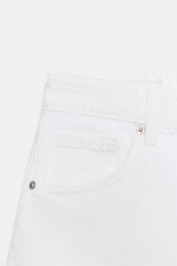 ZARA ДЖИНСОВЫЕ ШОРТЫ TRF С ВЫСОКОЙ ПОСАДКОЙ И РАЗРЫВАМИ, БЕЛЫЙ