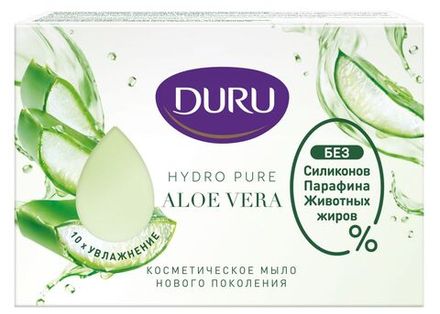 DURU Мыло косметическое прозрачное, CRYSTAL Hydro Pure, Алоэ Вера, 106гр, блок 24шт, ДУРУ