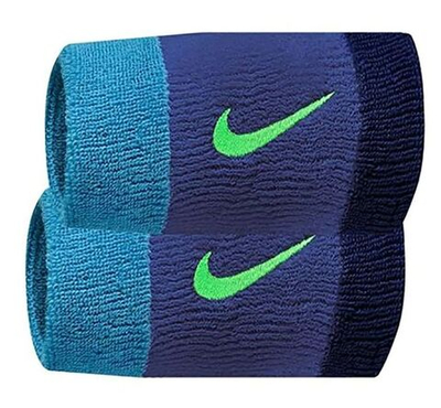 Напульсник теннисный Nike Swoosh Double-Wide Wristbands - hyper royal/deep royal/green strike
