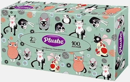 Бумажные салфетки для лица Plushe 2 слоя 21*12*6см 100 листов