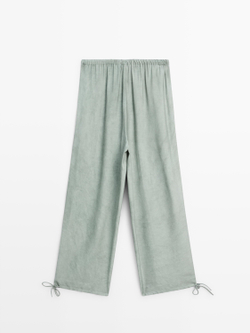 Massimo Dutti Брюки Саруэль с завязками, фисташковый