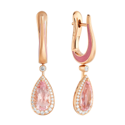 Серьги С Морганитом и Бриллиантами, Эмаль, E0143-20/2