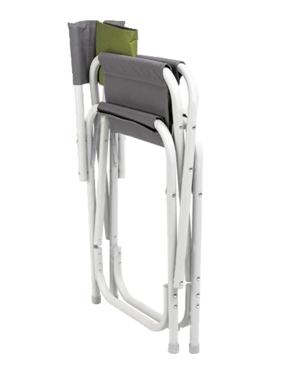 Кресло раскладное Nisus с откидывающим столиком.140кг, карман (алюм. д25) зеленый ромб/серый (N-DC-95200T-K-GG)