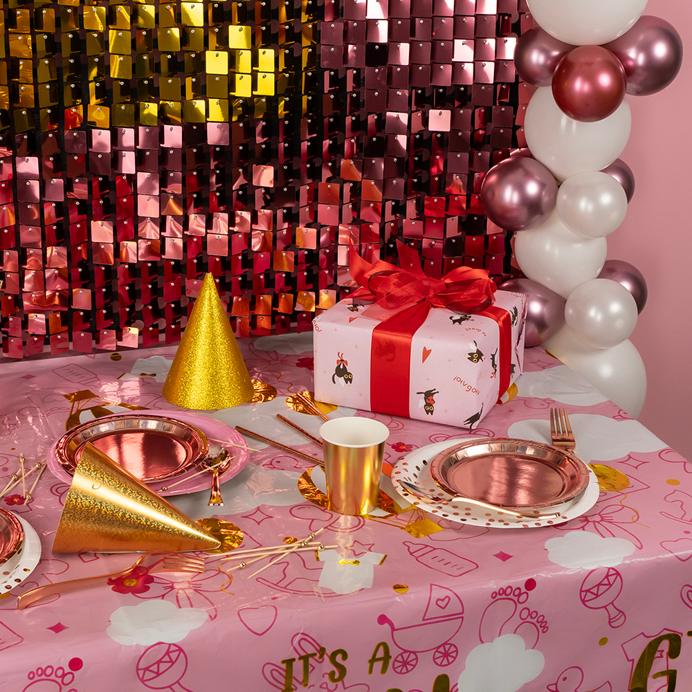 Тарелки фольгированные в цвете розовое золото, 18 см/ 23 см, 6 шт.