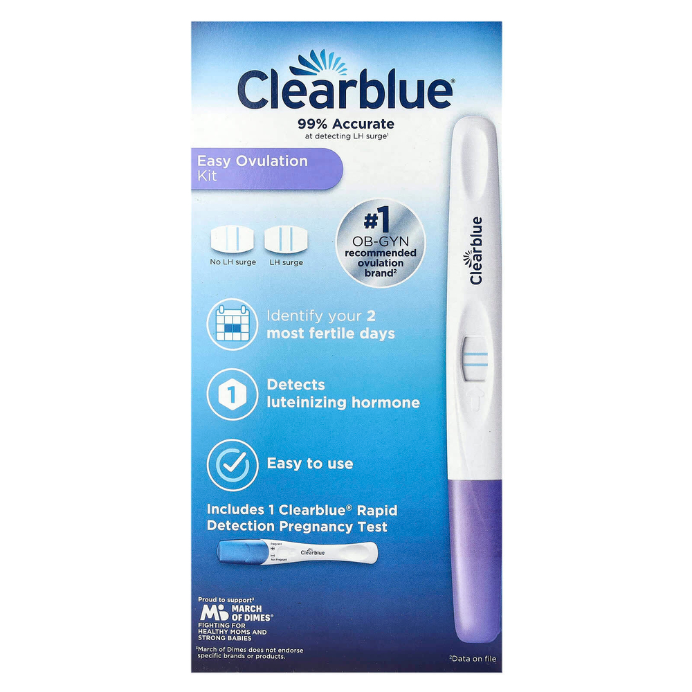Clearblue, Easy Ovulation Kit, 10 тестов на овуляцию + 1 тест на беременность