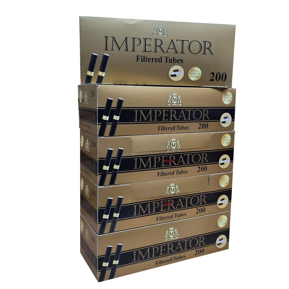 Комплект гильзы для сигарет "Imperator" Black Carbon Gold Ring 20мм 5х200шт.