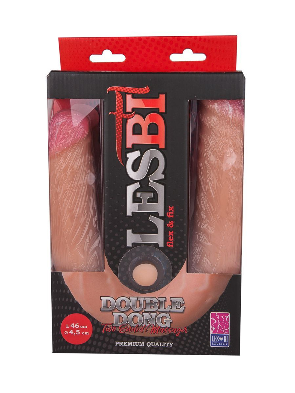 Двусторонний фаллоимитатор FLEX&FIX - 46 см. (Цвет: телесный)