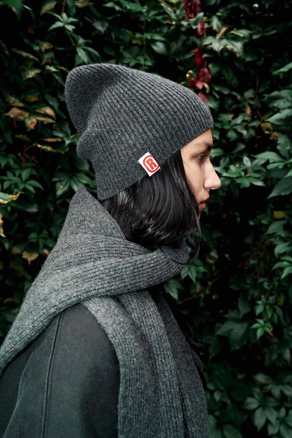 Шапка бини из шерсти мериноса серая