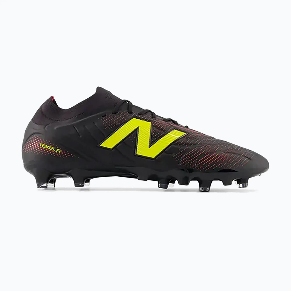 Футбольные бутсы New Balance Tekela Pro Low V5 FG black 100/punch yellow/fire cracker