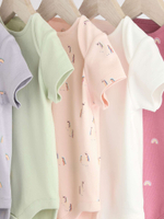 Боди с коротким рукавом для малышей Next N95-289, 7 шт., Белый, Розовый, Салатовый