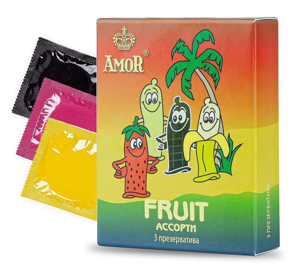 Ароматизированные презервативы AMOR Fruit Яркая линия - 3 шт.