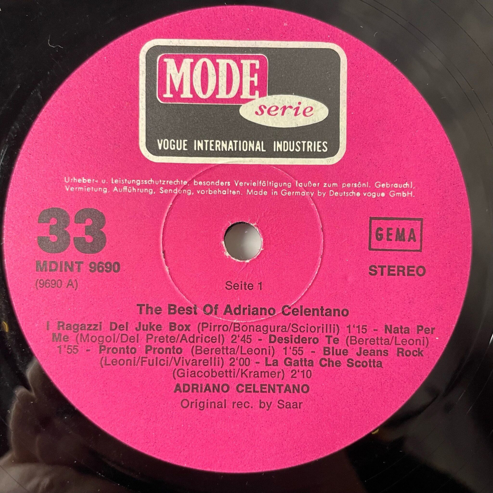 Винтажная виниловая пластинка LP Adriano Celentano Адриано Челентано The Best Of (Germany 1967)