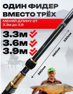 Телескопическое фидерное удилище 3,3м-3,9м