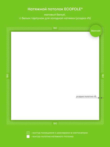 Матовый натяжной потолок 3.2 м2