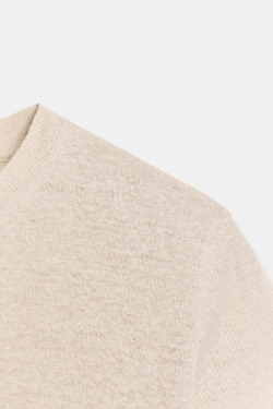 ZARA ФУТБОЛКА ИЗ ЛЬНА И ХЛОПКА С КОРОТКИМИ РУКАВАМИ, ПЕСОЧНЫЙ