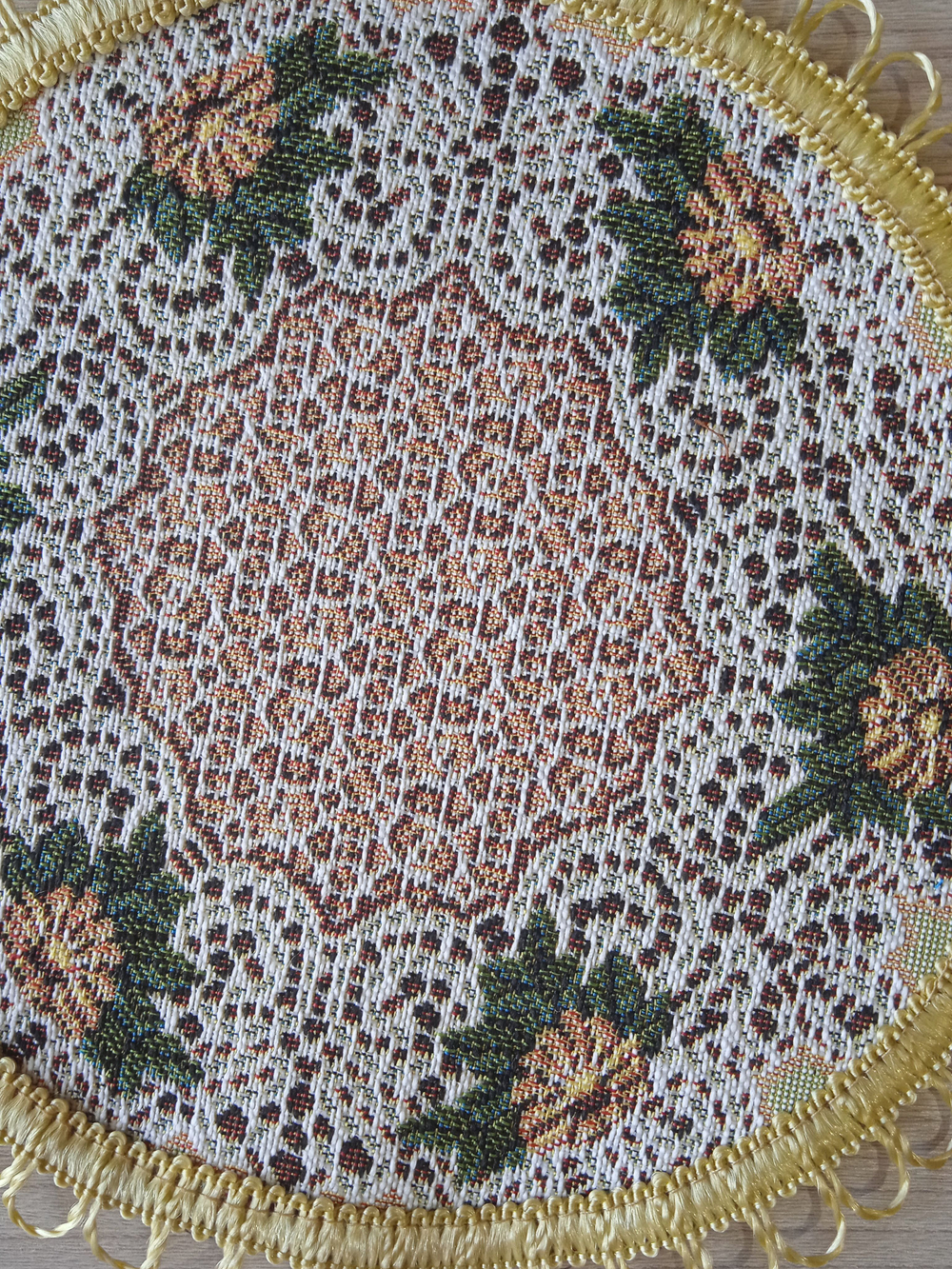 Набор гобеленовых салфеток Кружево (цветы) D20 см 6 шт