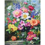 Алмазная мозаика на подрамнике с полным заполнением «МИР ЯРКИХ КРАСОК», летний букет, 30*40 см