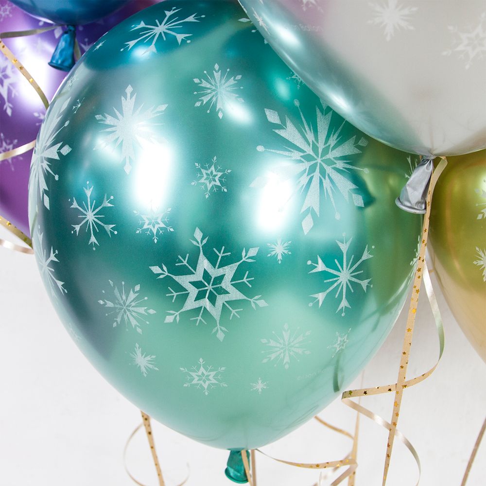 Шар (12''/30 см) Искры снежинок, Ассорти, хром, 5 ст 25 шт.