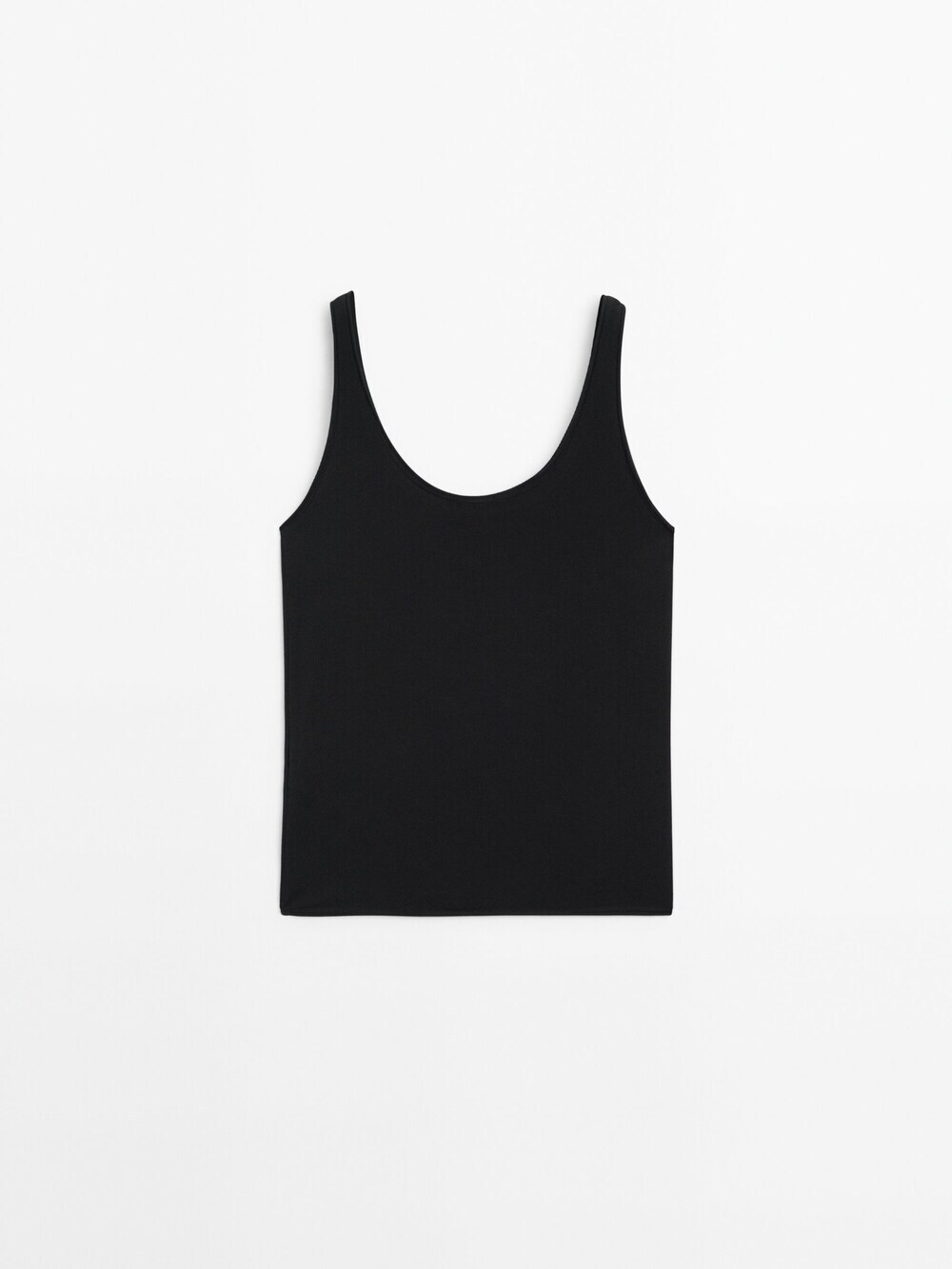 Massimo Dutti Топ из эластичного смесового хлопка на бретелях, черный