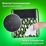 Мешок для обуви BRAUBERG большой с ручкой карман на молнии сетка 49х41 см "Avocado" (2 штуки в упаковке)