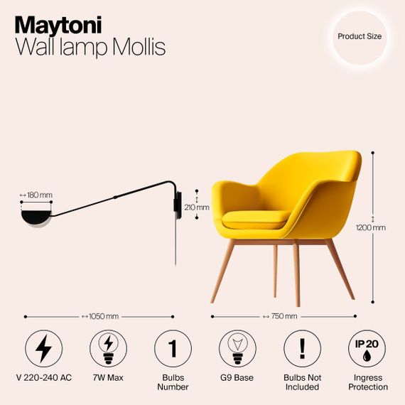 Бра Maytoni Mollis MOD126WL-01B1