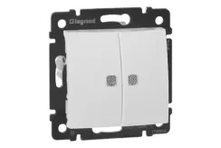 Выключатель Legrand Valena 2-клавишный с индикатором белый 04173