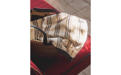 Zara Home Пляжное полотенце из хлопка, зелёный, в полоску, 180x100 см