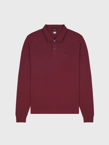 Поло с длинным рукавом C.P. Company Stretch Piquet Line Slim Wine