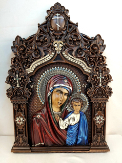Икона резная "Казанская Божья матерь"